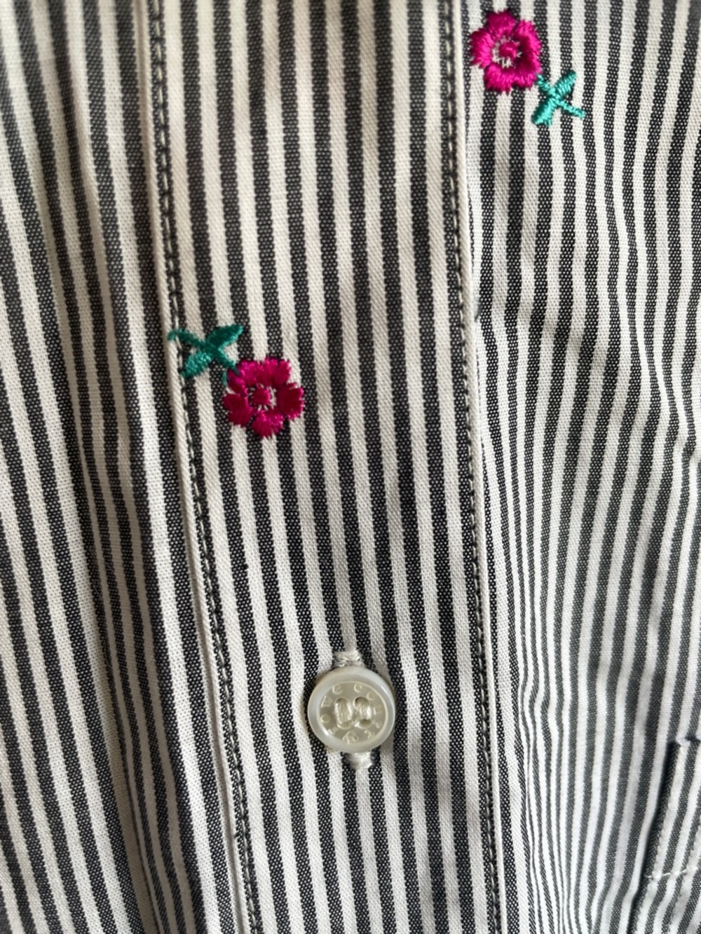 NWT COURT & ROWE Striped Embroidered Floral Long-Sleeve Button Front Shirt XXL - Picture 5 of 12